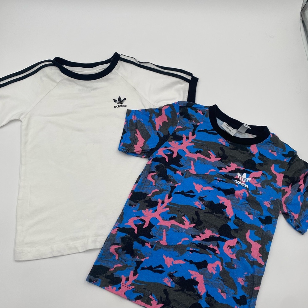 Adidas Kids' White and Multicolor Camo Tees bundle